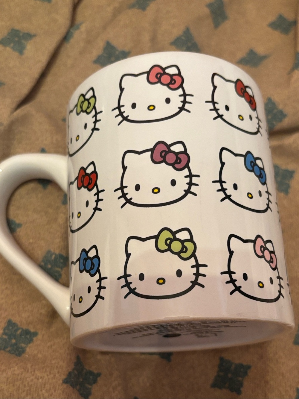 Hello Kitty White Mug with Pink, Blue, Green and Red Bows